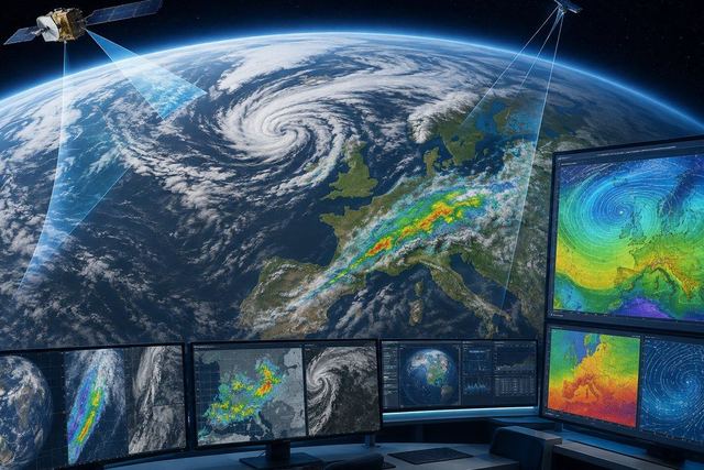 Rycina almanachowa: przyrządy stacji meteorologicznej zbierające obserwacje